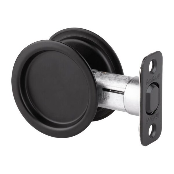 Round Passage Pocket Door Lock Iron Black Finish